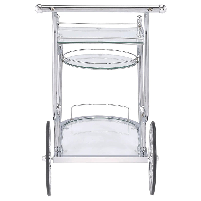Sarandon 3-tier Glass Shelf Metal Bar Cart Chrome by Unique Piece Furniture