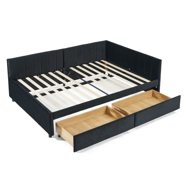 Upholstered Tufted Daybed Frame With Storage Drawers by HouseOfZazla