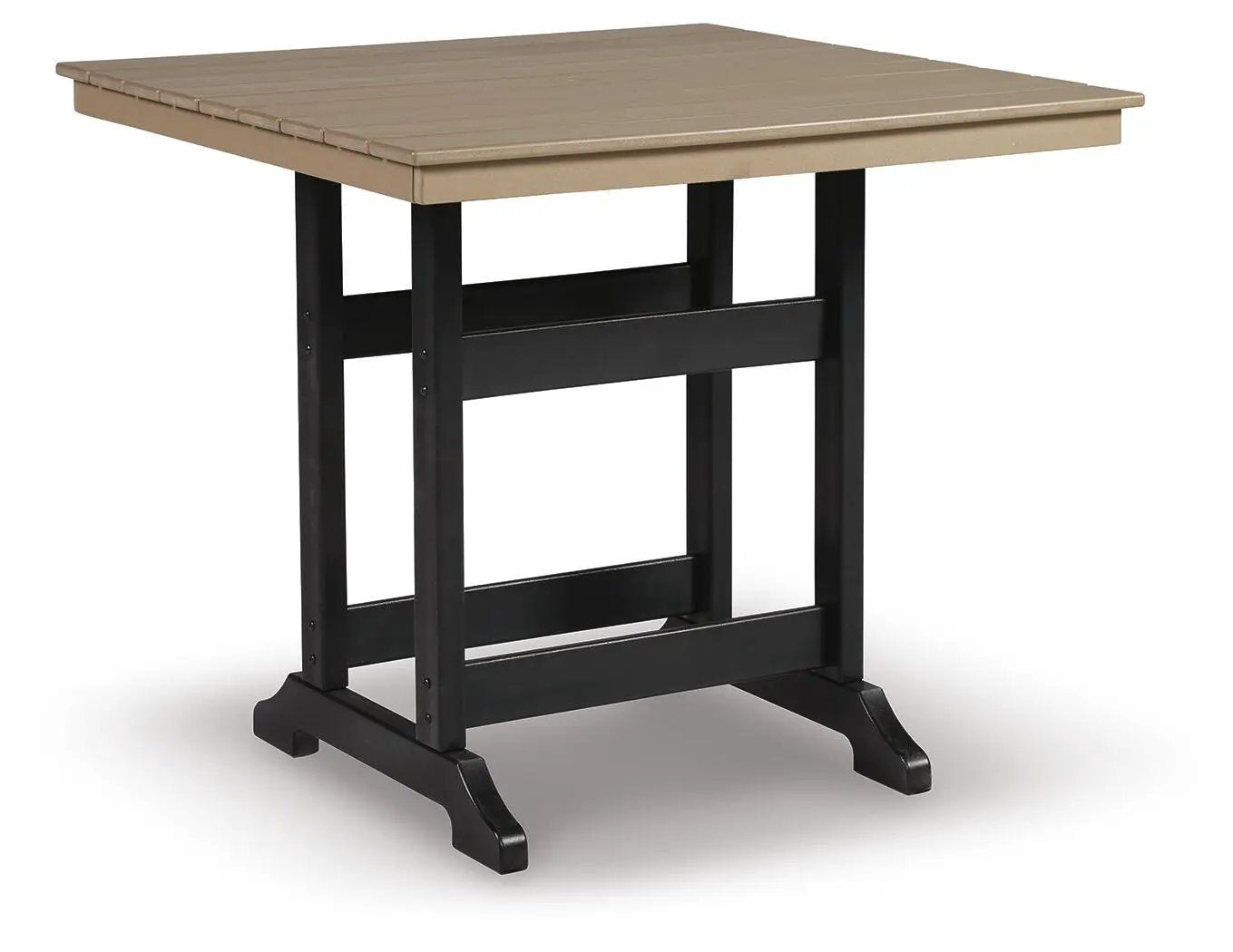 Fairen Trail - Square Counter TBL w/Umb OPT - Black / Driftwood by Unique Piece Furniture