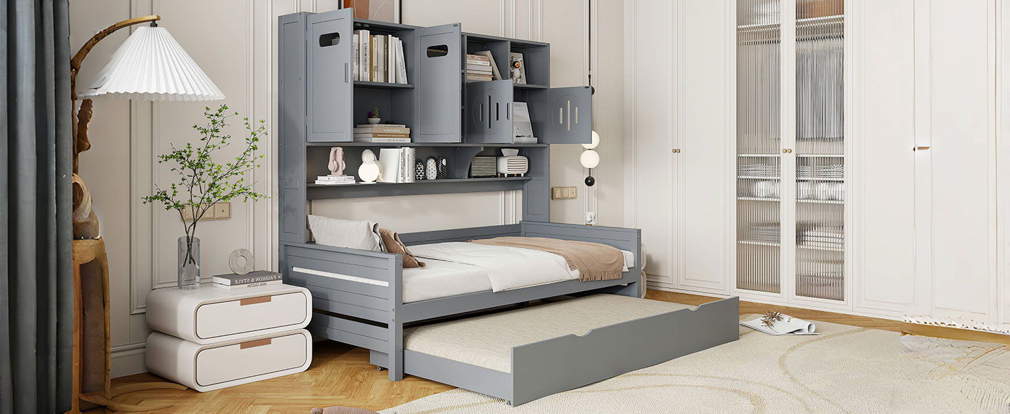 Daybed With All-In-One Cabinet And Shelf by HouseOfZazla
