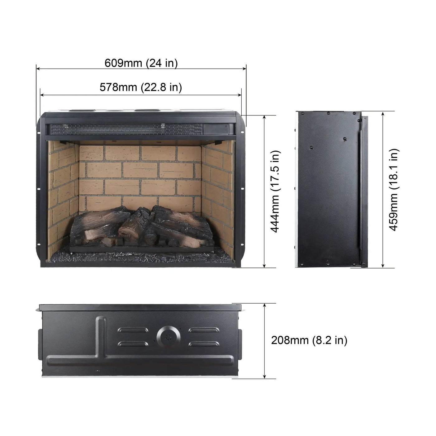 Infrared Quartz Heater Fireplace Insert -Woodlog Version With Brick by HouseOfZazla