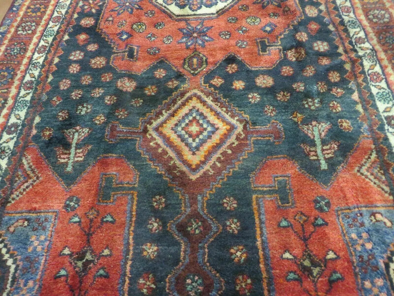 4' X 9' Antique Handmade Turkish Tribal Oriental Geometric Wool Rug # 605 by Jewel Rugs