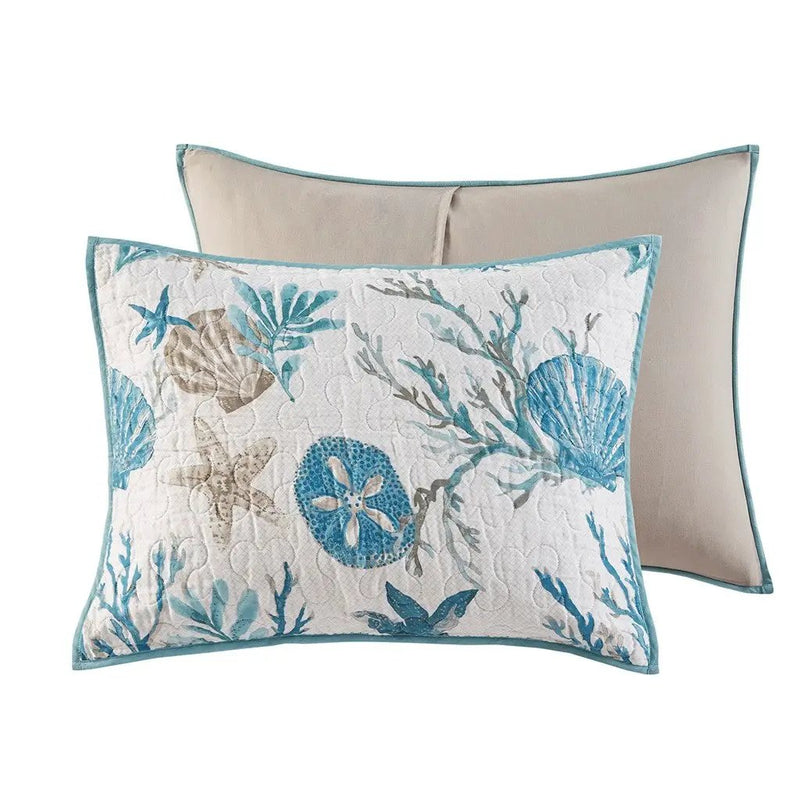 6 Piece Cotton Sateen Quilt Set with Throw Pillows Aqua King/Cal King by HouseOfZazla