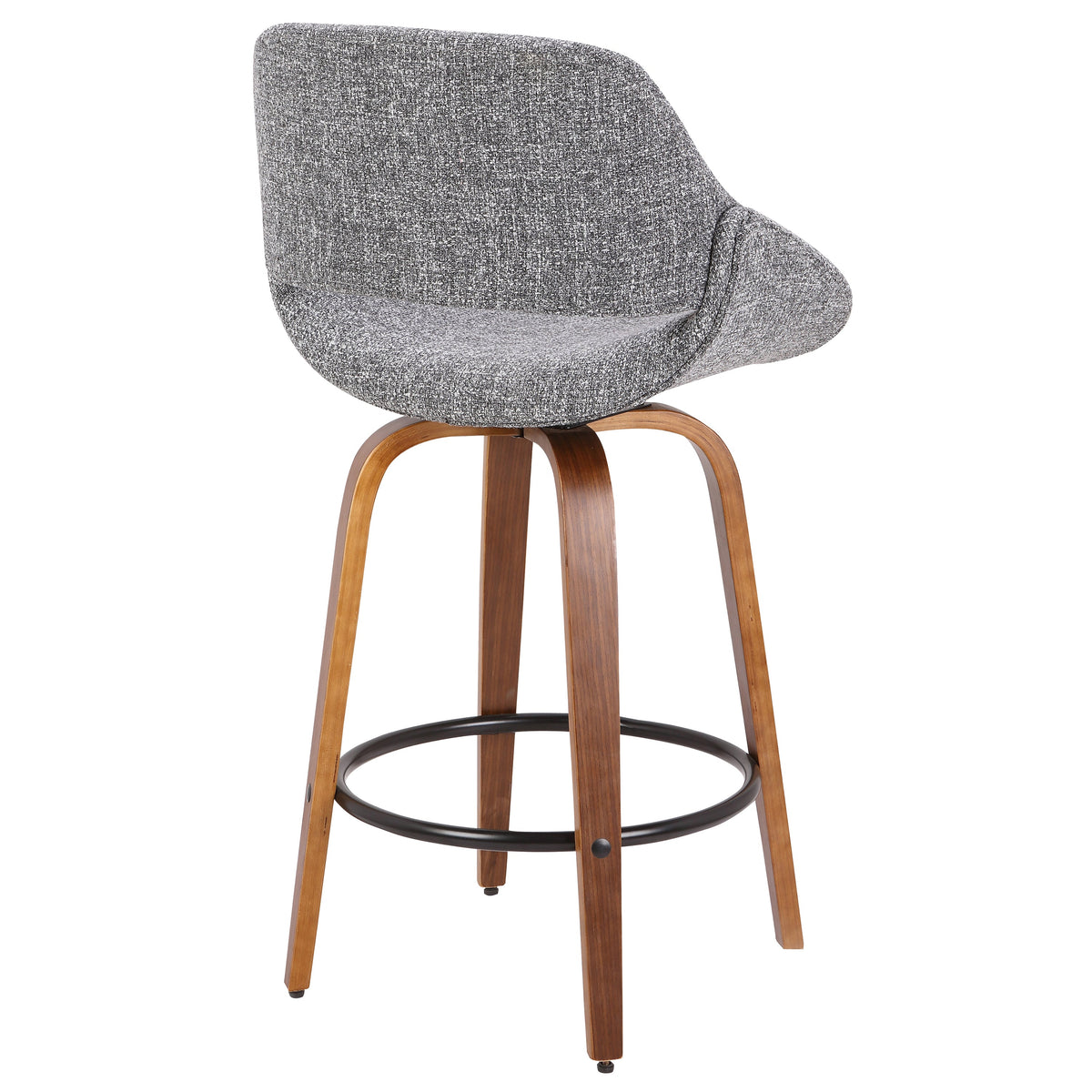 Mid-Century Modern Counter Stool with Padded Upholstery - Walnut, photo 3 of 5