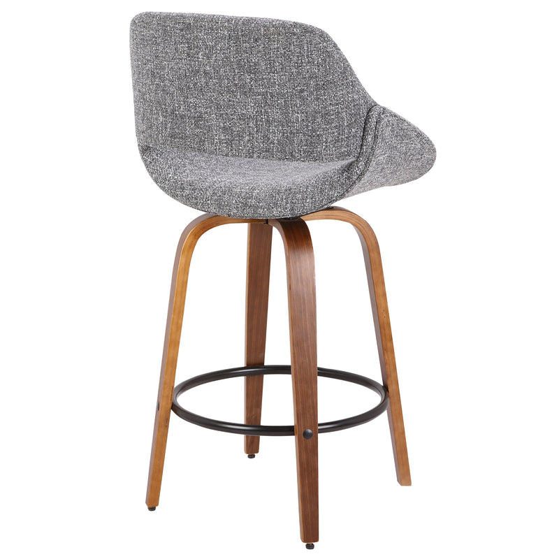 Mid-Century Modern Counter Stool with Padded Upholstery - Walnut, photo 3 of 5