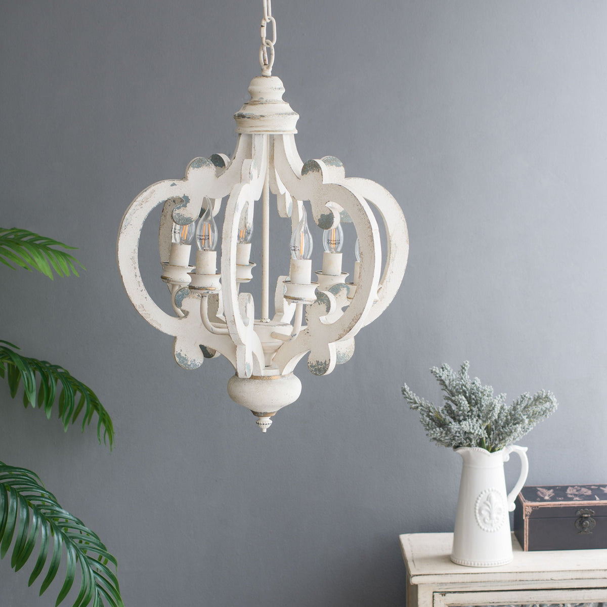 Farmhouse Chandelier, 6 Light Wood Chandelier Pendant Light Fixture With Adjustable Chain For Dining Room Living Room Entryway, Bulb Not Included, photo 35 of 35
