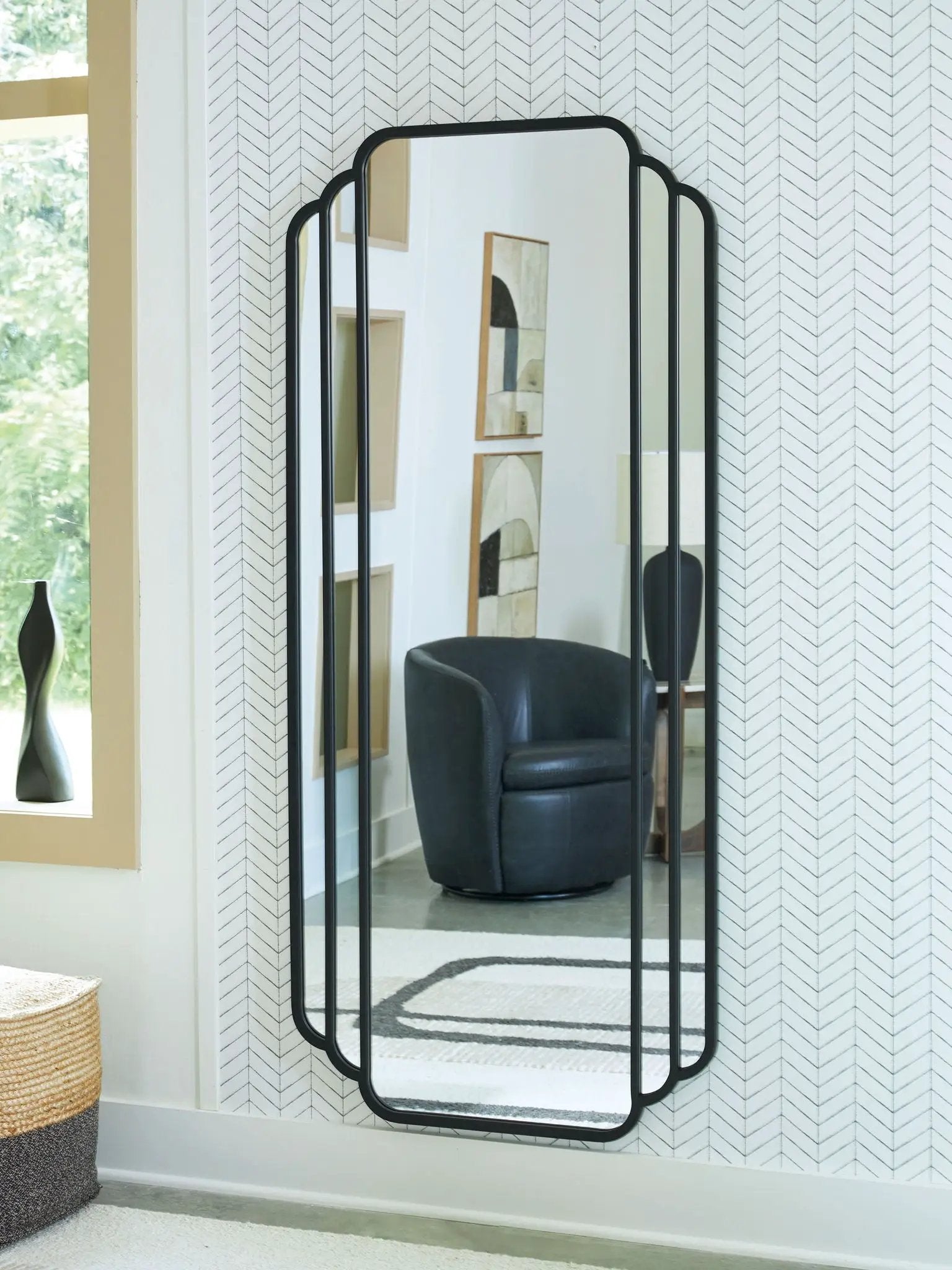 Antigone - Floor Mirror - Black by Unique Piece Furniture