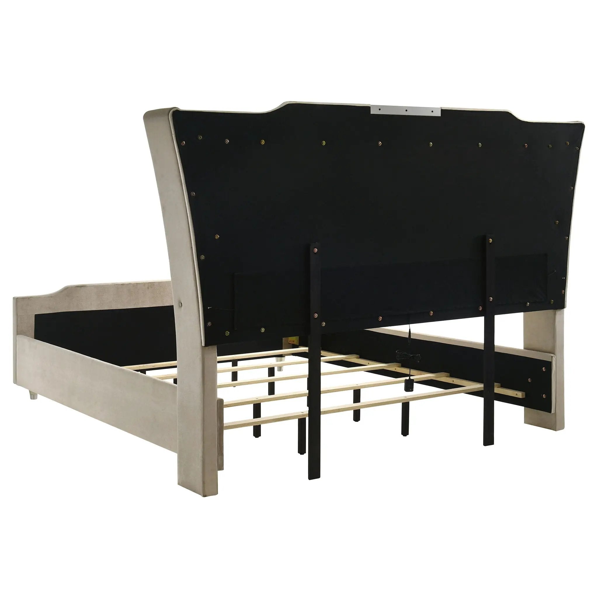 Lorient California King LED Upholstered Bed Ivory and Camel by Unique Piece Furniture