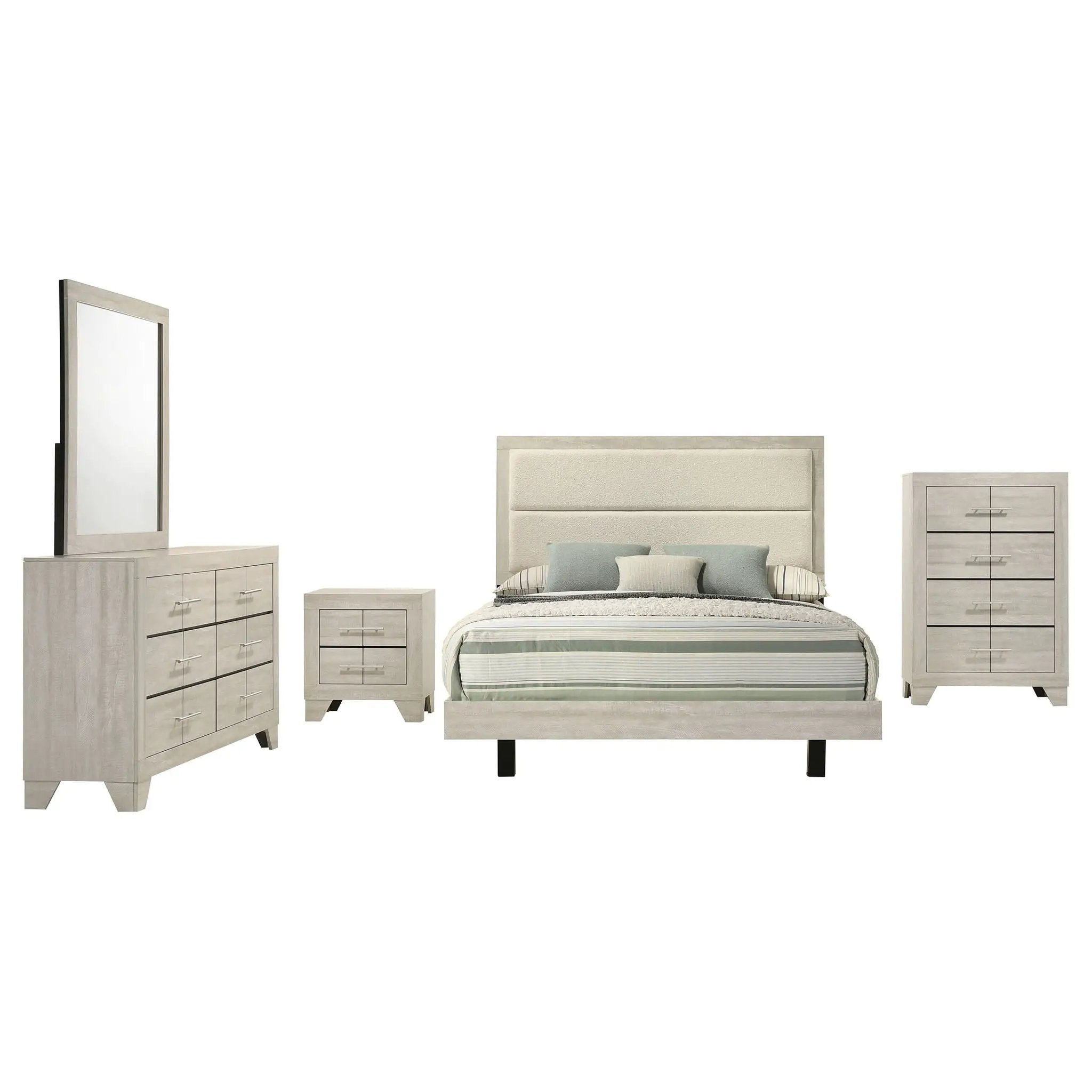 Trenton 5-piece Eastern King Bedroom Set Rustic Cream by Unique Piece Furniture
