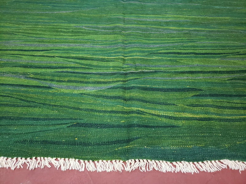 Green Turkish Kilim Rug, 6x9 - 7x10 Rugs, Bird, Handmade New Area Rug, Wool, Bohemian Boho Decor, Hand Woven, Modern Abstract Flat Weave Rug by Jewel Rugs