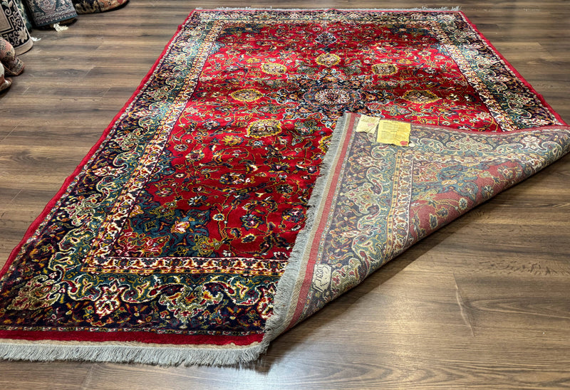 Red Persian Rug 6x9, Medallion Carpet, Ardebil Design, Vintage Belgium Power Loomed Carpet by Jewel Rugs