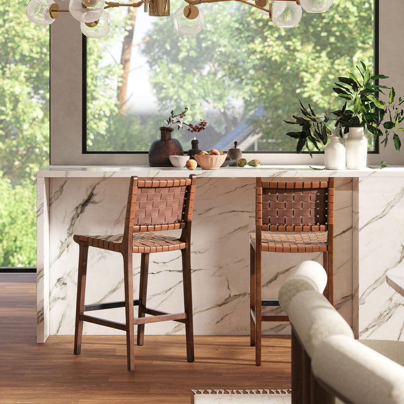 Andre - Counter Stool With Back - Pecan Brown by HouseOfZazla