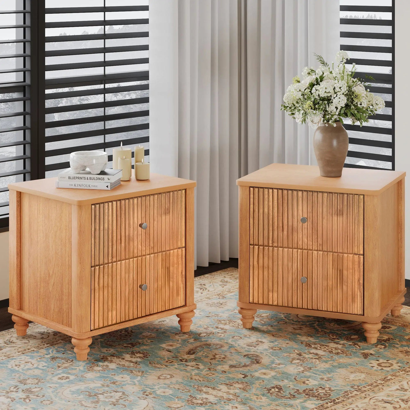 Modern Fluted Nightstand With 3 Drawers by HouseOfZazla