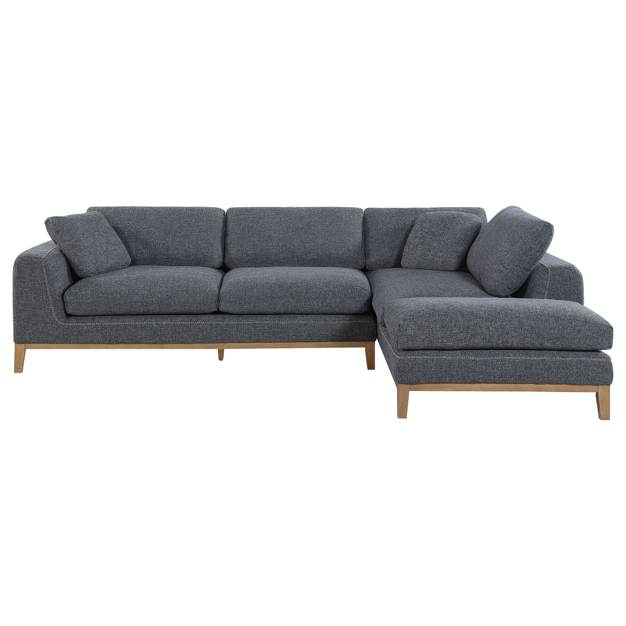 Harlan - L-Shape Upholstered Sectional With Pillows - Gray by HouseOfZazla