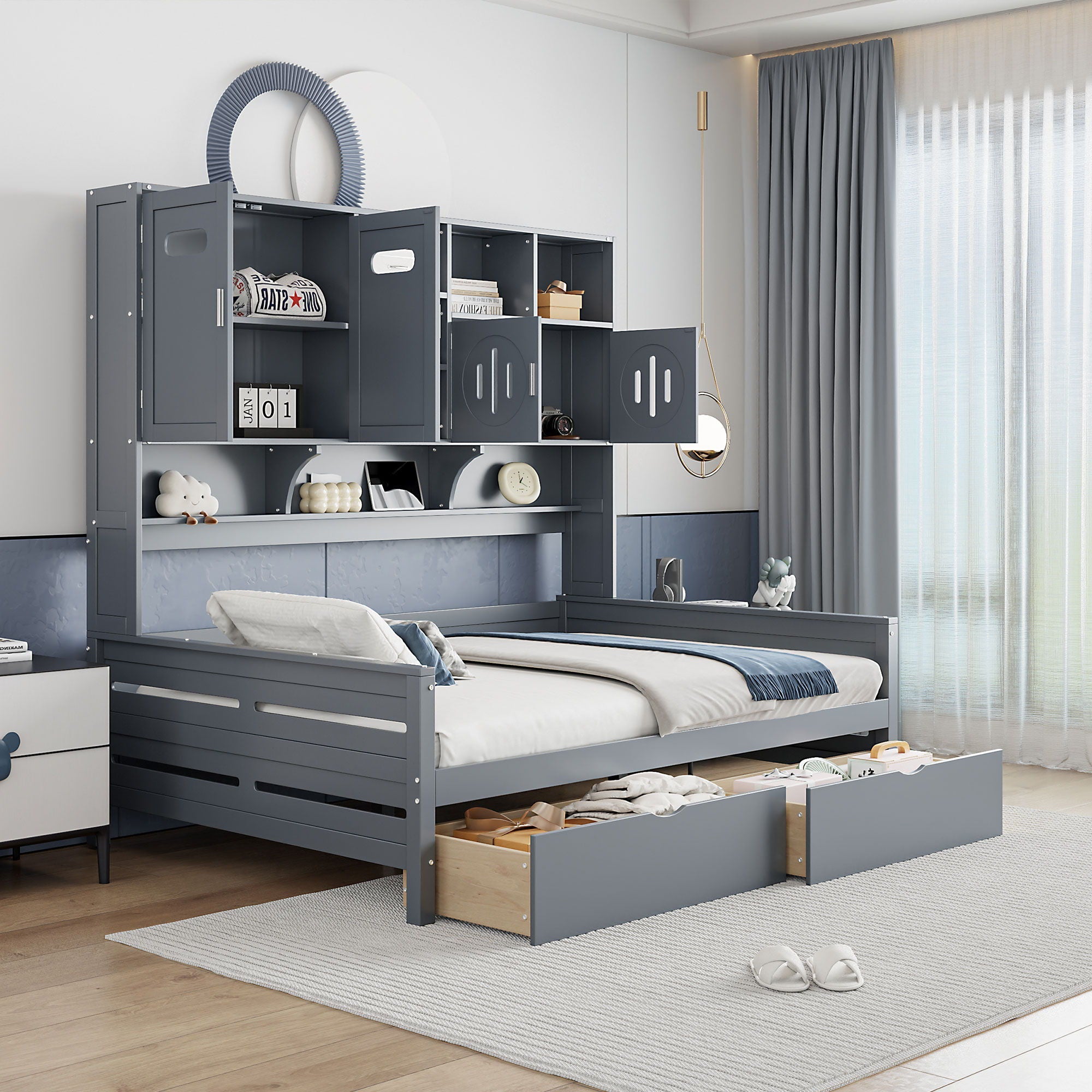Daybed With All-In-One Cabinet And Shelf by HouseOfZazla