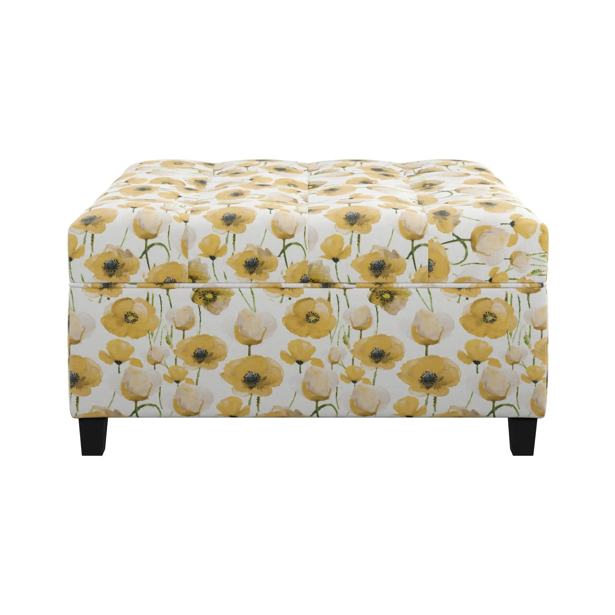 Floral Storage Ottoman With Traditional Design - Gold by HouseOfZazla
