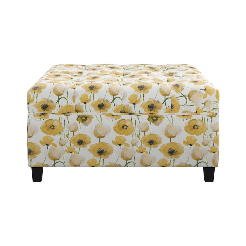 Floral Storage Ottoman With Traditional Design - Gold by HouseOfZazla
