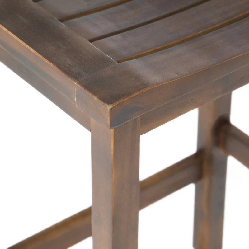 Outdoor Acacia Wood Counter Height Barstool Set of 2 by HouseOfZazla