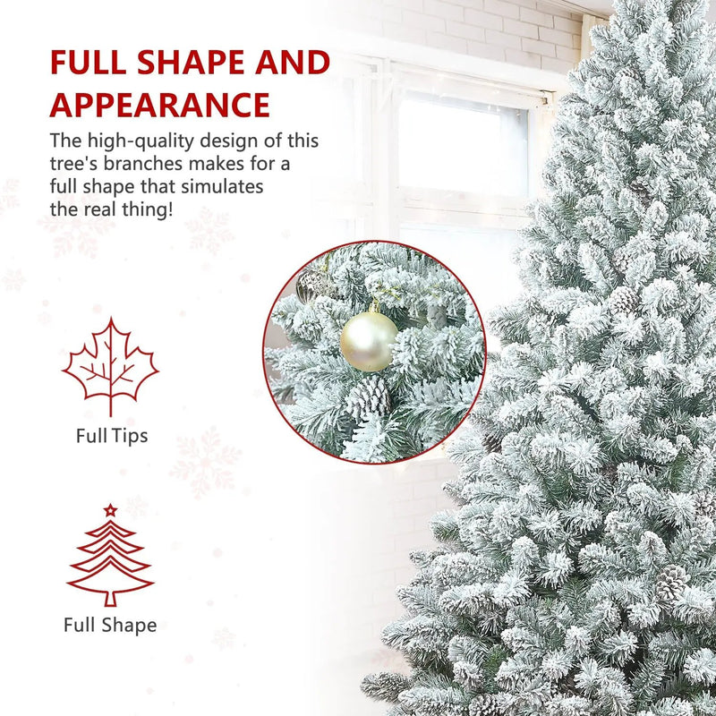 4FT Flocked Christmas Tree with Pine Cones and Snowy PVC Design by HouseOfZazla