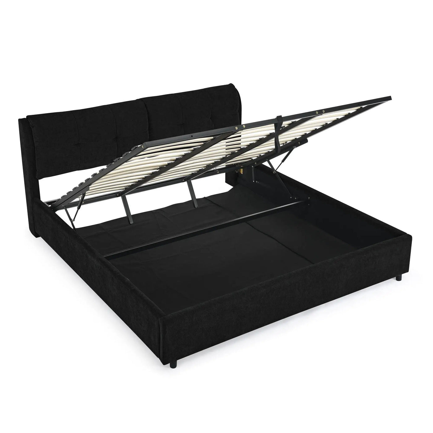 Storage Upholstered Hydraulic Platform Bed With Integrated Headboard by HouseOfZazla