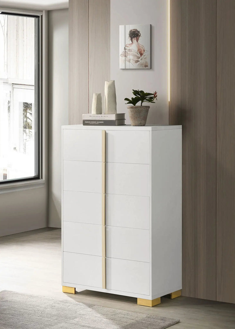 Marceline 5-drawer Bedroom Chest White by Unique Piece Furniture