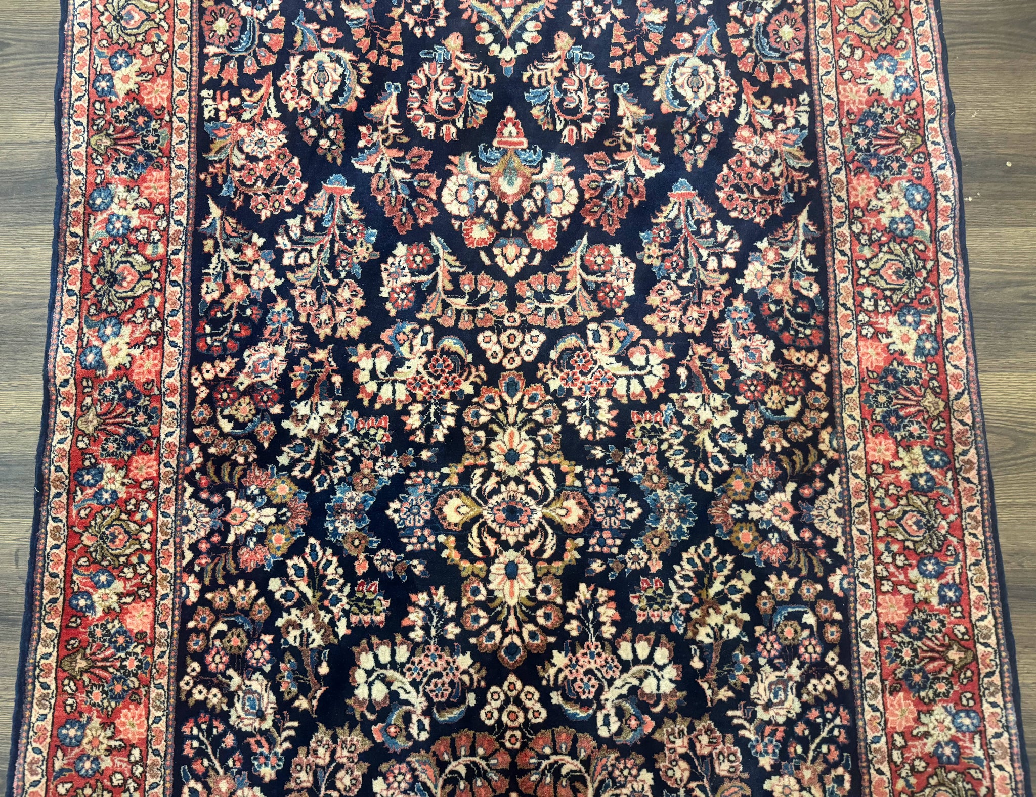 Navy Blue Persian Rug 4x6, Sarouk Mohajeran Carpet, Antique Persian Rug, Floral by Jewel Rugs
