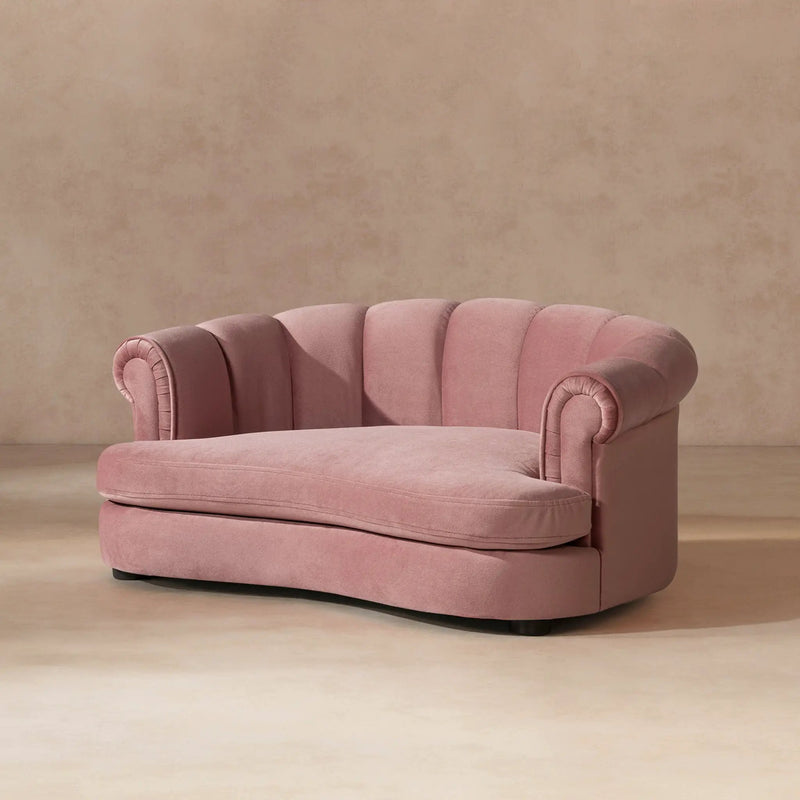 Halle 35.5" Rolled-Arm Dog Bed with Channel-Tufted Back by HouseOfZazla