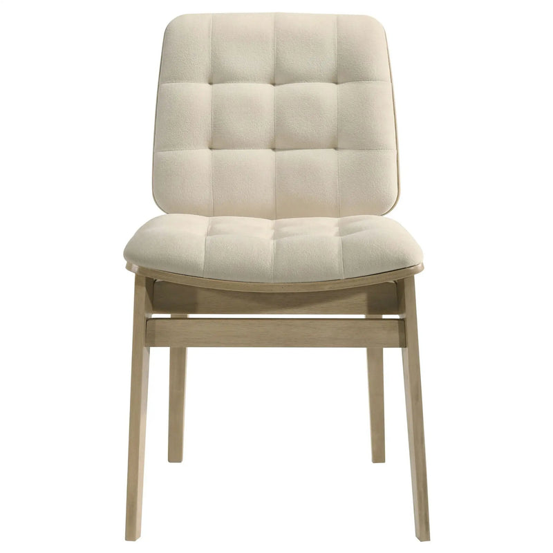Redbridge Velvet Upholstered Side Chair Cream and Natural Oak (Set of 2) by Unique Piece Furniture