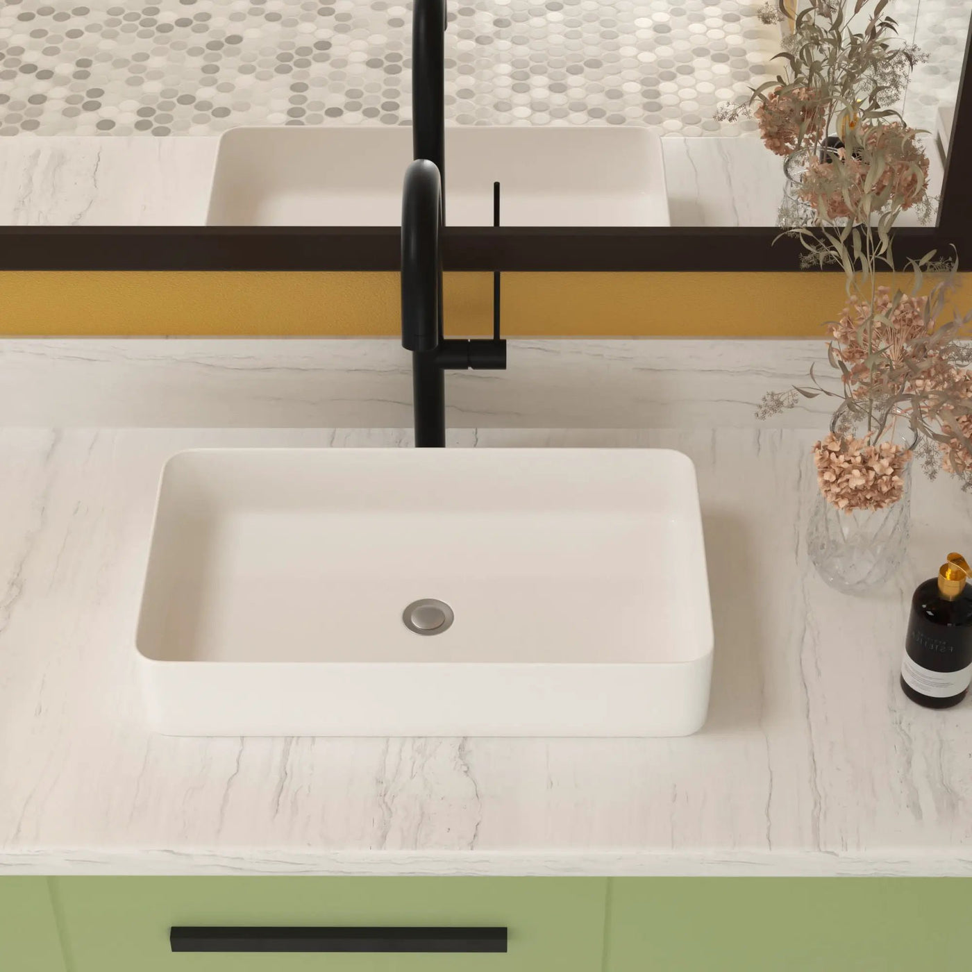 Modern Ceramic Rectangular Bathroom Vessel Sink With European Design by HouseOfZazla