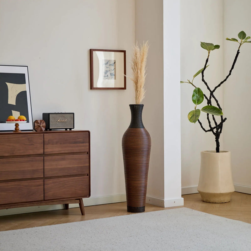 Tall Standing Designer Floor Vases With Elegant 2 Tone Finishes Ideal For Decorating Living Rooms, Bedrooms, Entryways Perfect For Decorating Your Home - Black / Gray by HouseOfZazla