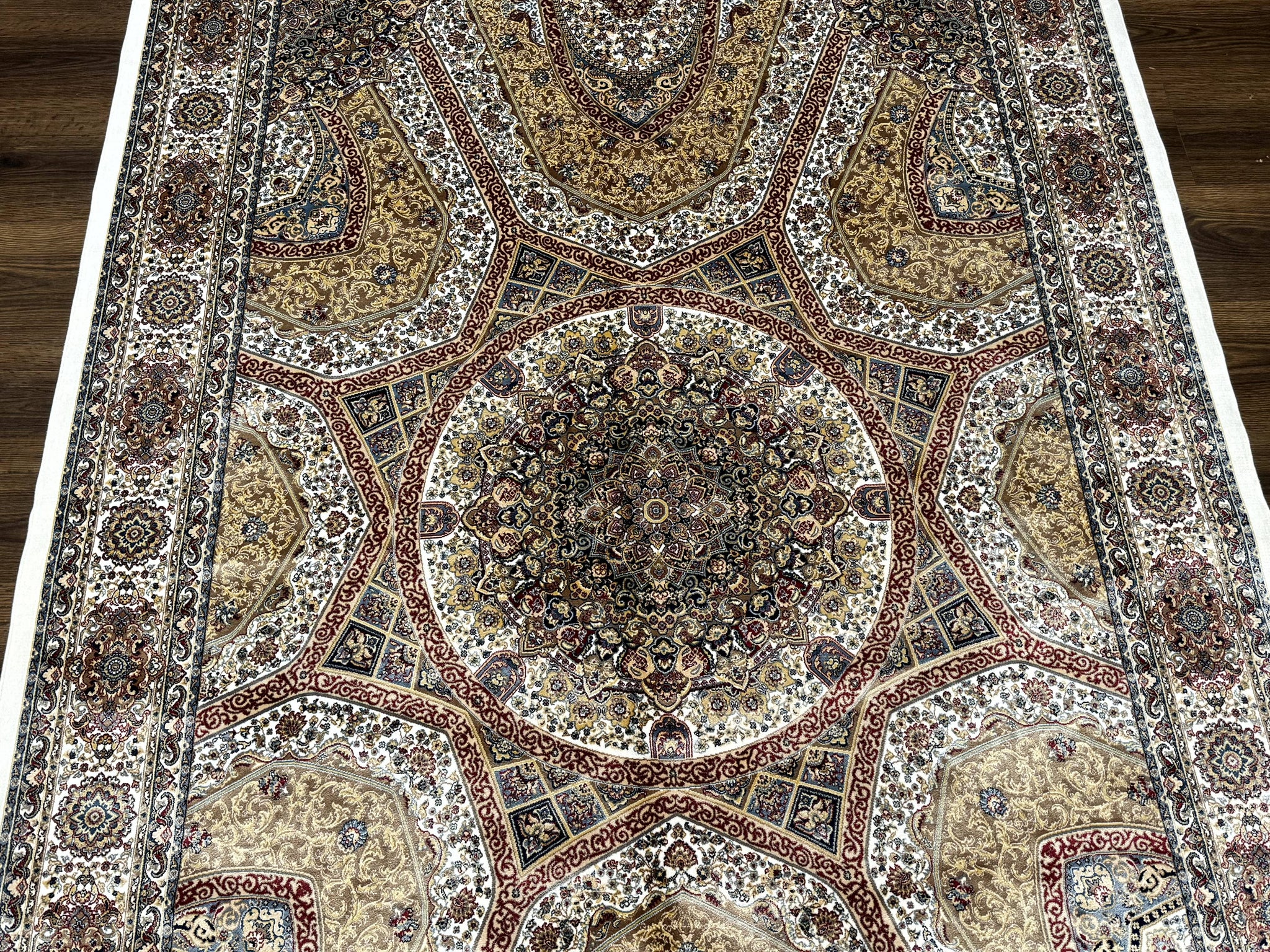Turkish Silk Rug 5 x 7.6, Dome Design, Bamboo Silk, New by Jewel Rugs