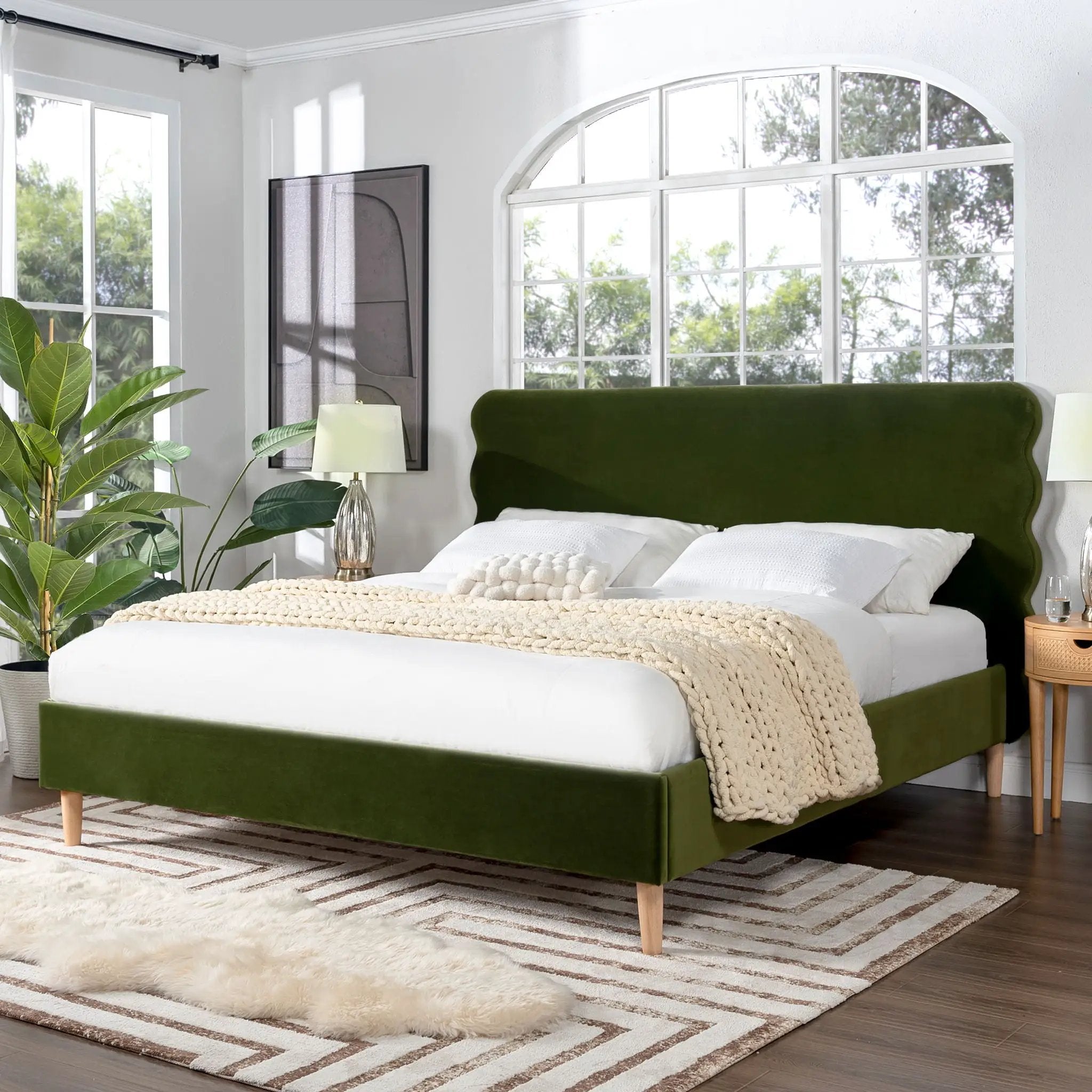 Stockholm - Modern Wavy Headboard Platform Bed by HouseOfZazla