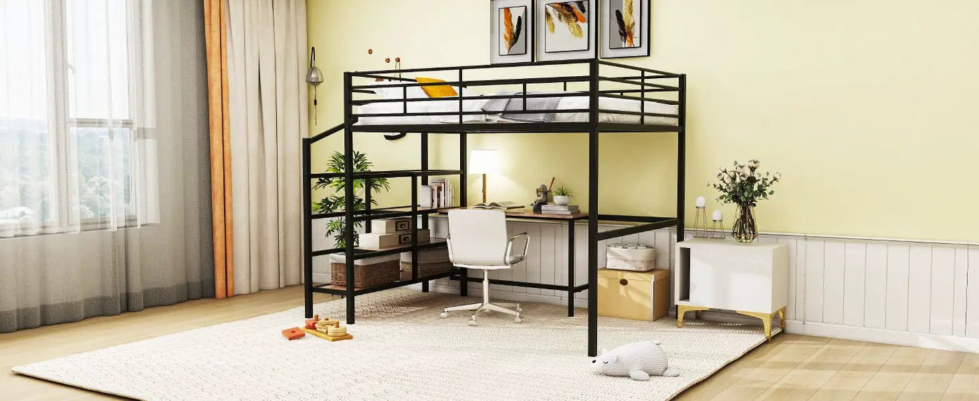 Loft Bed With Desk And Lateral Storage Ladder by HouseOfZazla