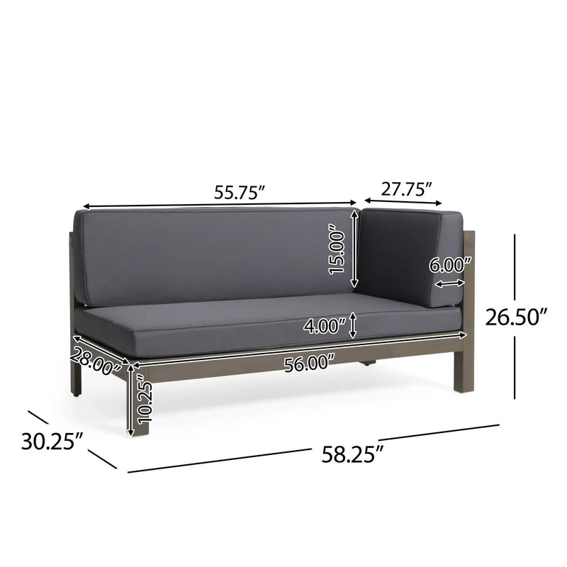 Aura 2 Piece Outdoor Set With X Back Left Bench And Corner - Dark Gray by HouseOfZazla