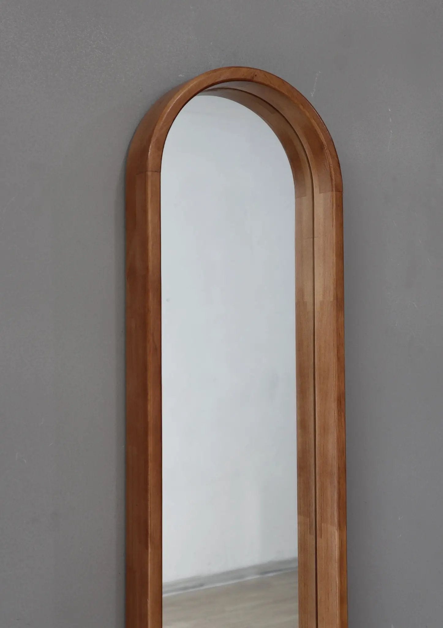 Decorative Rubber Frame Mirror With Elongated Oval Frame - Brown by HouseOfZazla