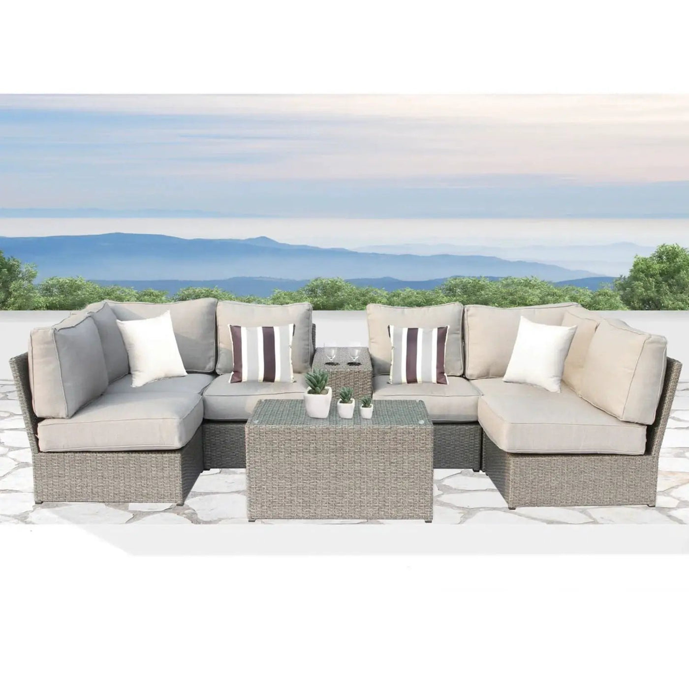 Stylish Modular Wicker Patio Seating Group by Unique Piece Furniture
