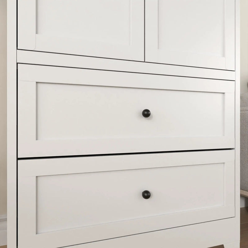 Pantry Cabinet With 2 Drawers, Freestanding Kitchen Storage Cabinet With Adjustable Shelves, Heavy-Duty Organizer For Spices, Dishware, Small Appliances - White by HouseOfZazla