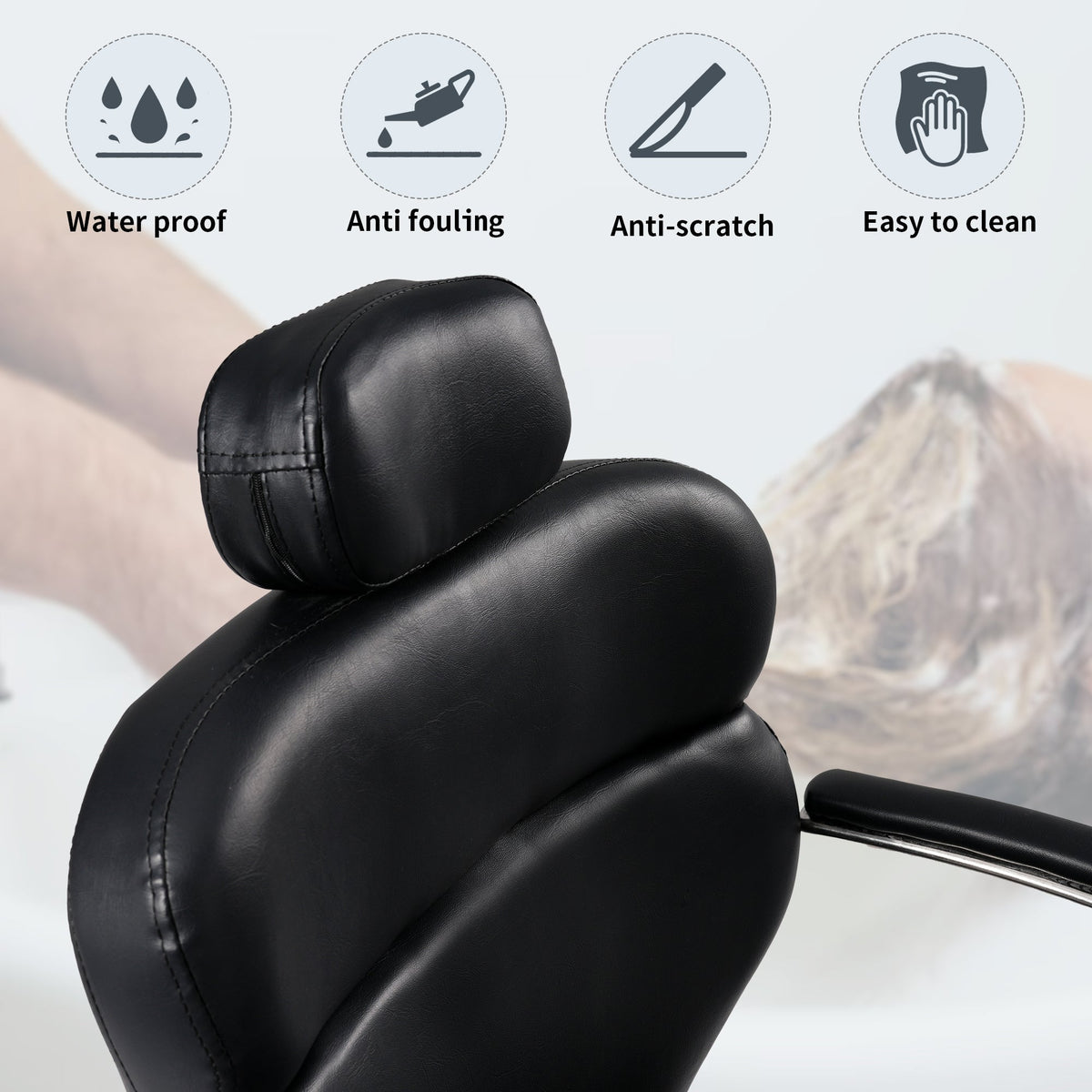 Premium Reclining barber Chair Salon Chair for Hair Stylist with Heavy Duty Hydraulic Pump, 360° Rotation, Tattoo Chair  Shampoo Beauty Salon Equipment,  Max Load Weight 330 Lbs, photo 6 of 10
