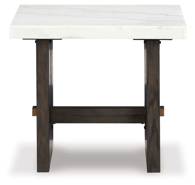 Burkhaus - Rectangular End Table - White / Dark Brown by Unique Piece Furniture