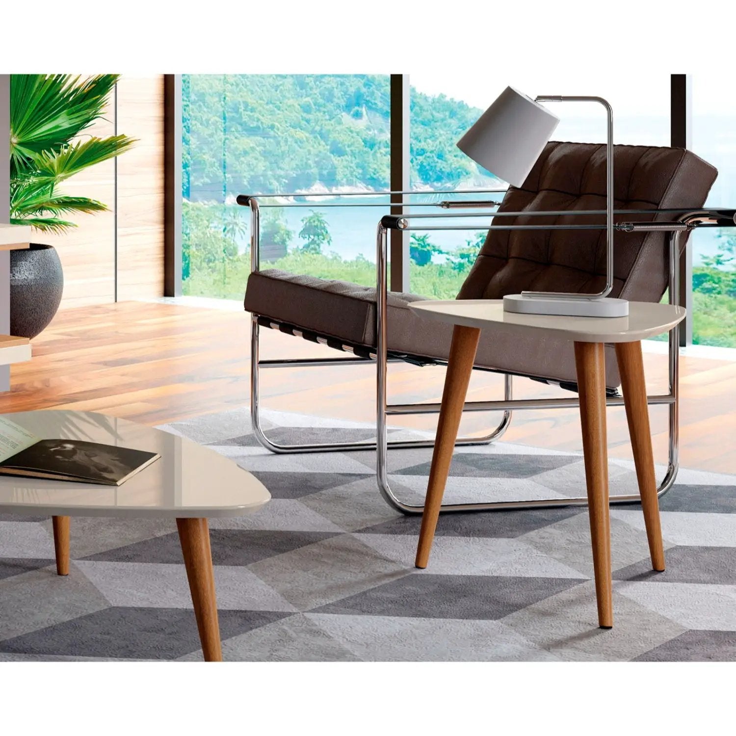 Utopia - Triangle End Table - Off White by HouseOfZazla