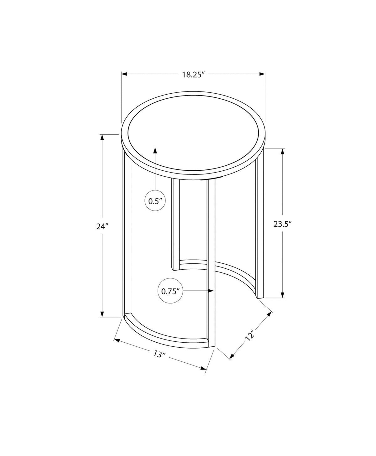 Round Accent Side Table with Wood Top and Metal Legs - Dark Gray or White, photo 6 of 8