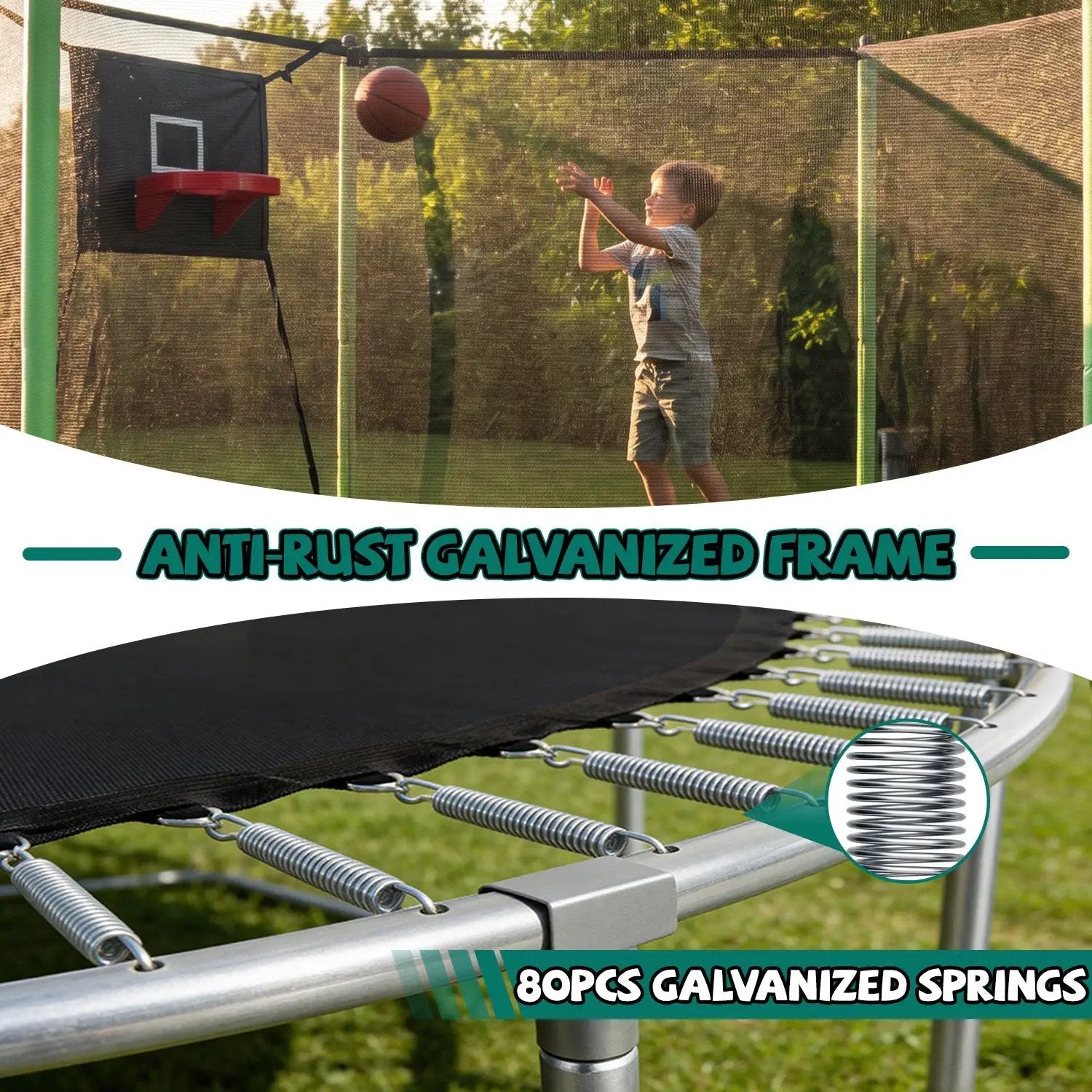 14FT Sports Fitness Trampoline with Enclosure Net by HouseOfZazla