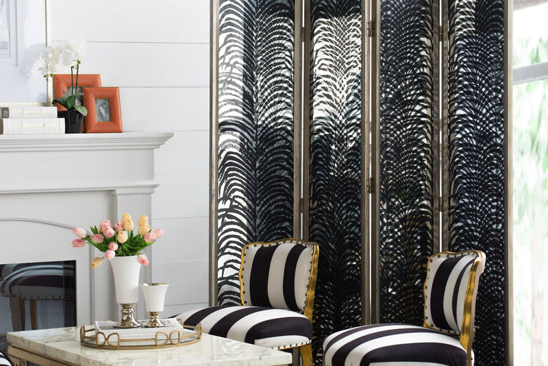 Room Divider, Herero 4 Panel Decorative Screen - Black by HouseOfZazla