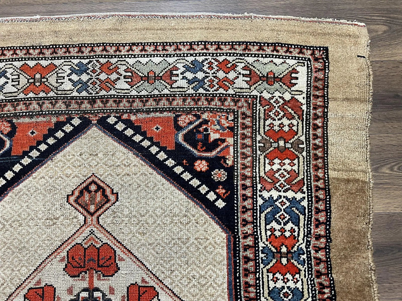 Rare Persian Sarab Tribal Runner Rug 4 x 10, Antique, Geometric Medallions, Camel Hair Runner by Jewel Rugs