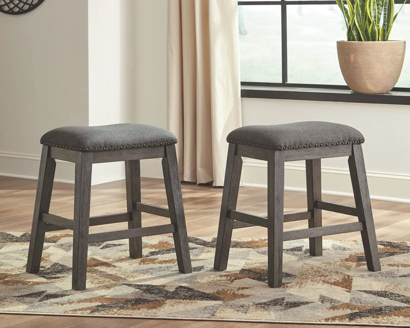 Caitbrook - Upholstered Stool (Set of 2) - Gray by Unique Piece Furniture