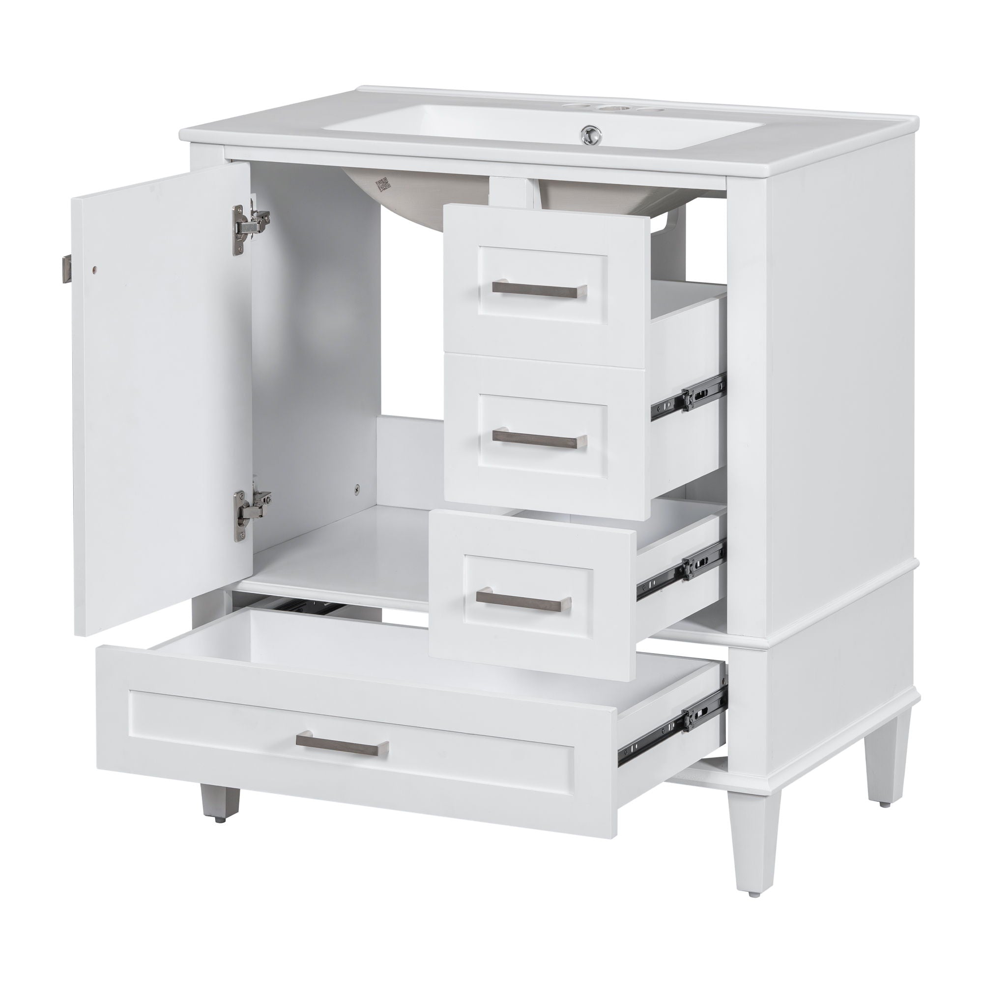 Bathroom Vanity, Modern Bathroom Cabinet With Sink Combo Set, Bathroom Storage Cabinet With A Soft Closing Door And 3 Drawers, Solid Wood Frame by HouseOfZazla