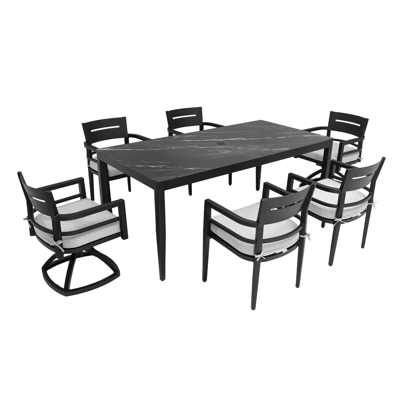 Modern Outdoor Patio Dining Set With Table And Chairs With Sunbrella Cushions by HouseOfZazla