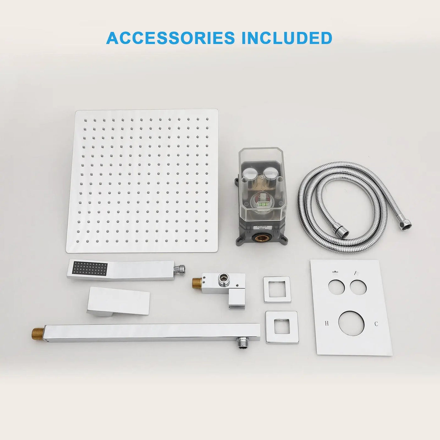Dual Shower Head System With Square Rain Shower And Rough In Valve by HouseOfZazla