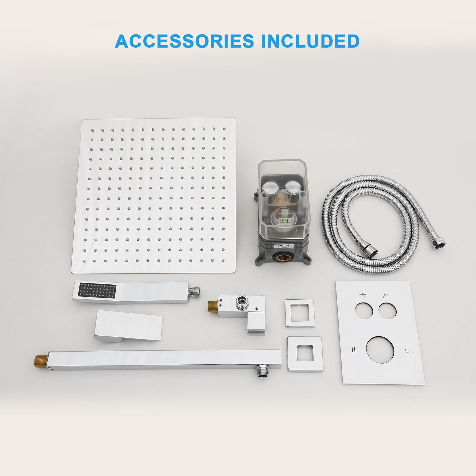 Dual Shower Head System With Square Rain Shower And Rough In Valve by HouseOfZazla