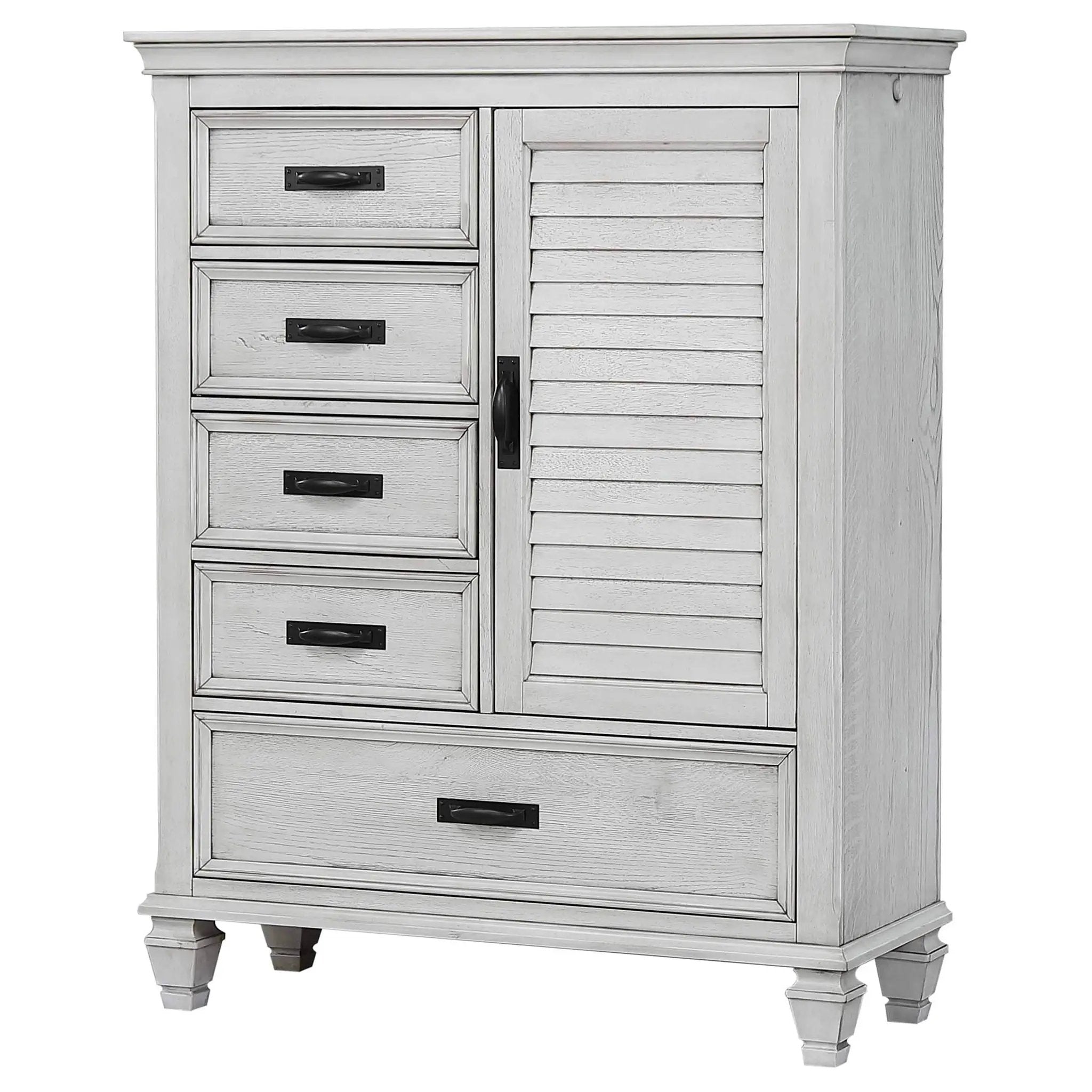 Franco 5-drawer Door Chest Distressed White by Unique Piece Furniture